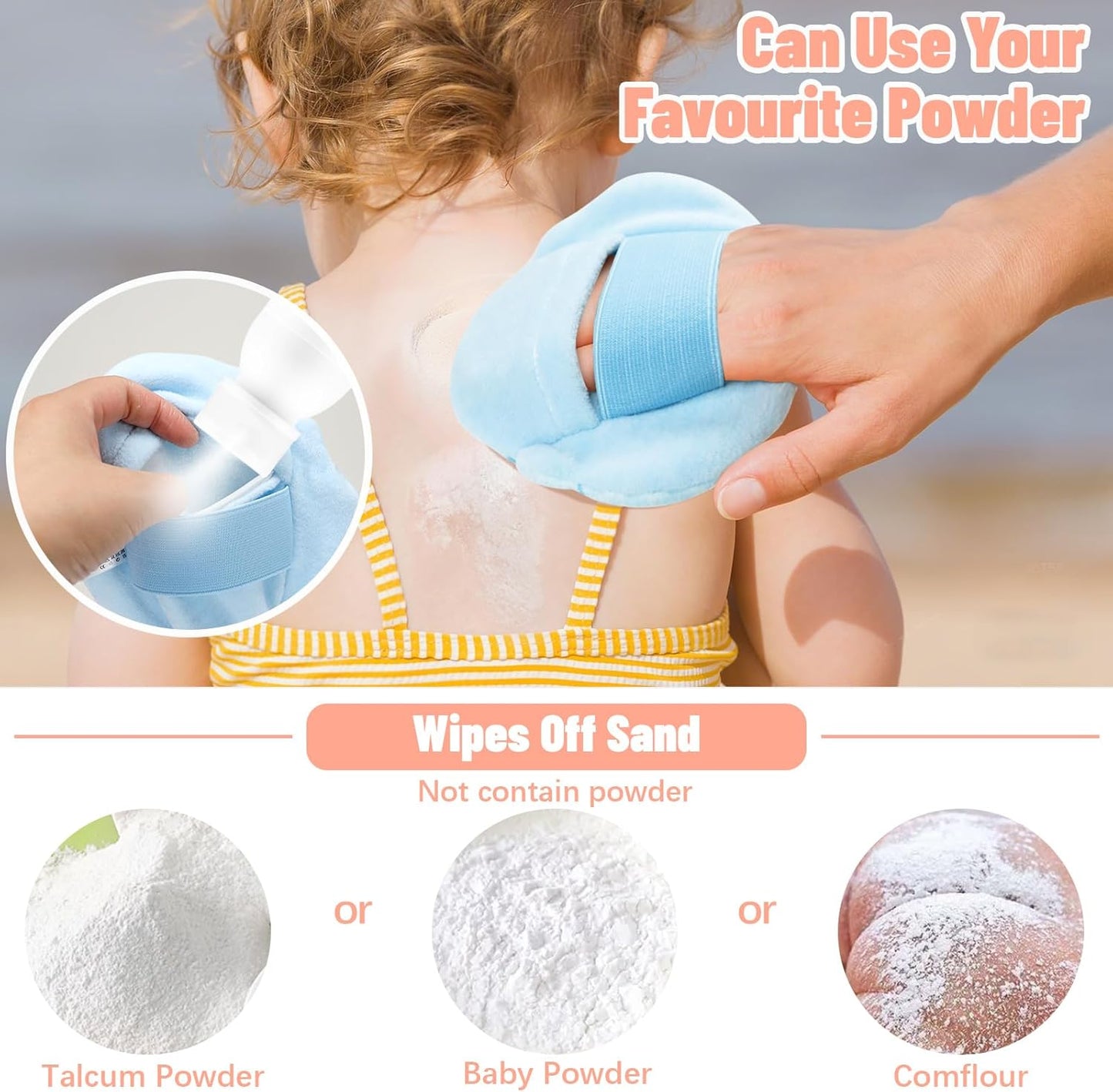 2Pcs Sand Remover for Beach Kids and Adults, Baby Powder Sand Removal Bag, Baby Beach Essentials