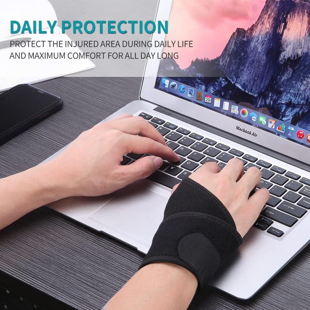 Jacsunco Carpal Tunnel Wrist Brace, Adjustable and Comfortable Wrist Support Brace for Tendinitis and Arthritis, Wrist Compression Wrap for Pain Relief, Fit for Both Left and Right Hand (Purple)
