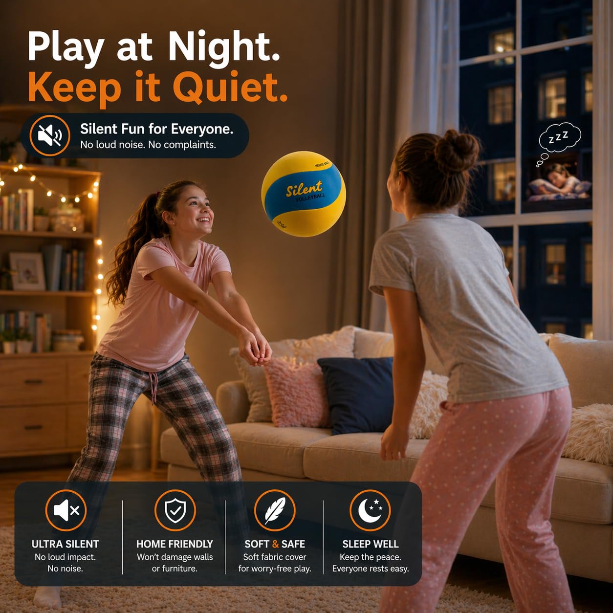 VbStar Volleyball Trainer with Silent House Ball – Indoor Practice Training Set with Serve Trainer Belt and Quiet Indoor Volleyball for Beginners & Advanced Players