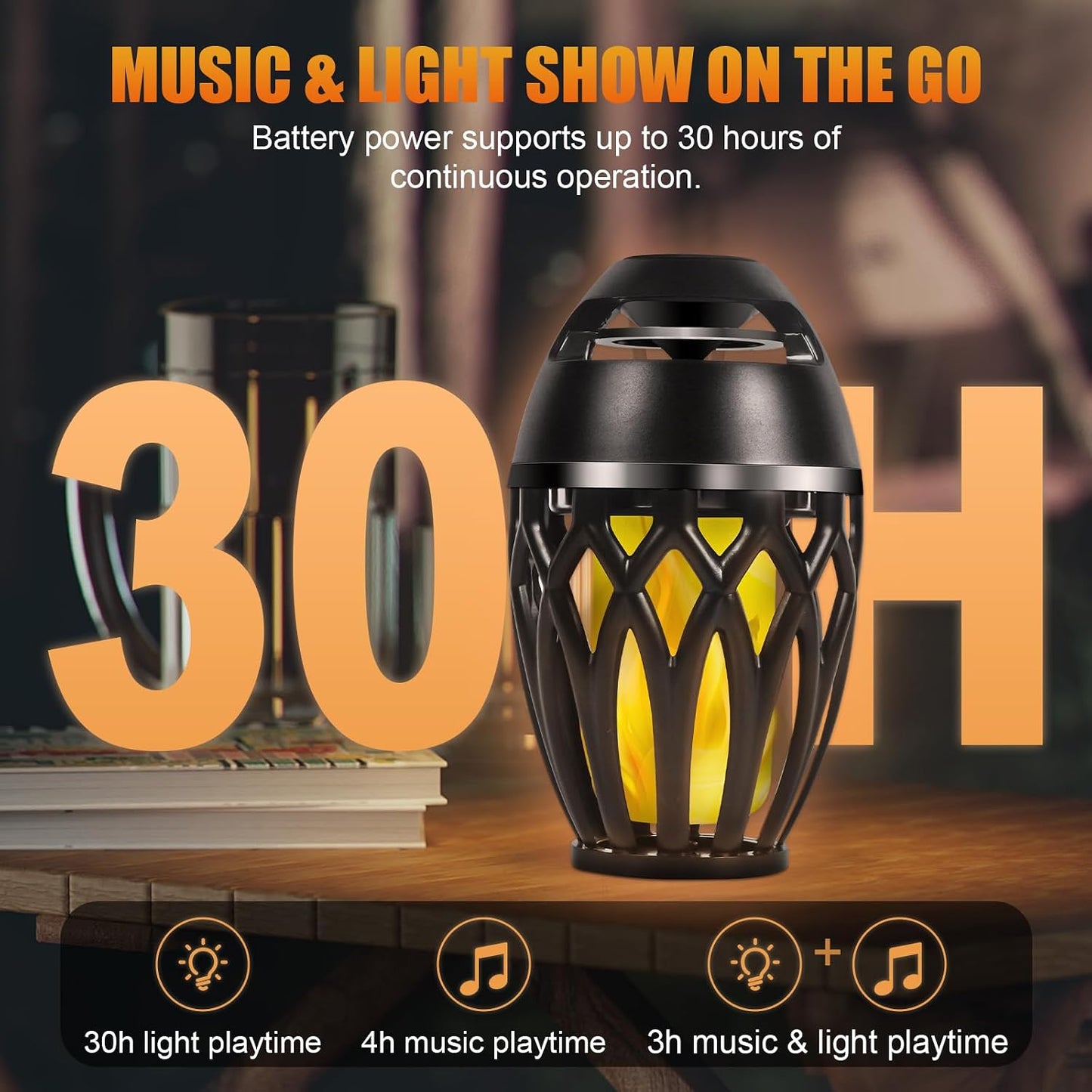 Ailanxin Speaker,Ipx5 5.0 Outdoor Bluetooth Speakers, Wireless Speaker with LED Flame Waterproof Design, Bluetooth LED
