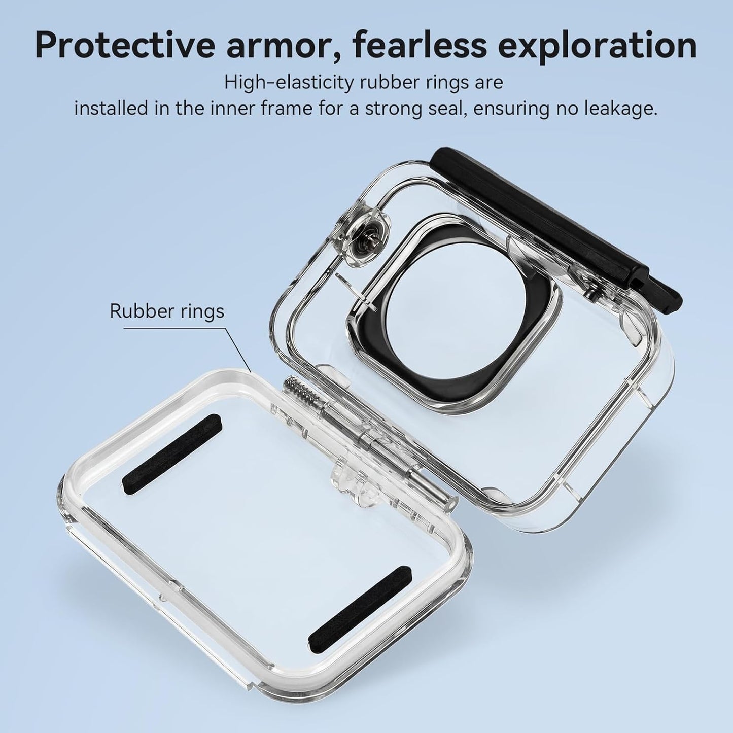 UTEBIT 6 196FT/60M Underwater Waterproof Case for DJI Osmo Action Camera, Protective Diving Housing with Camera Handle
