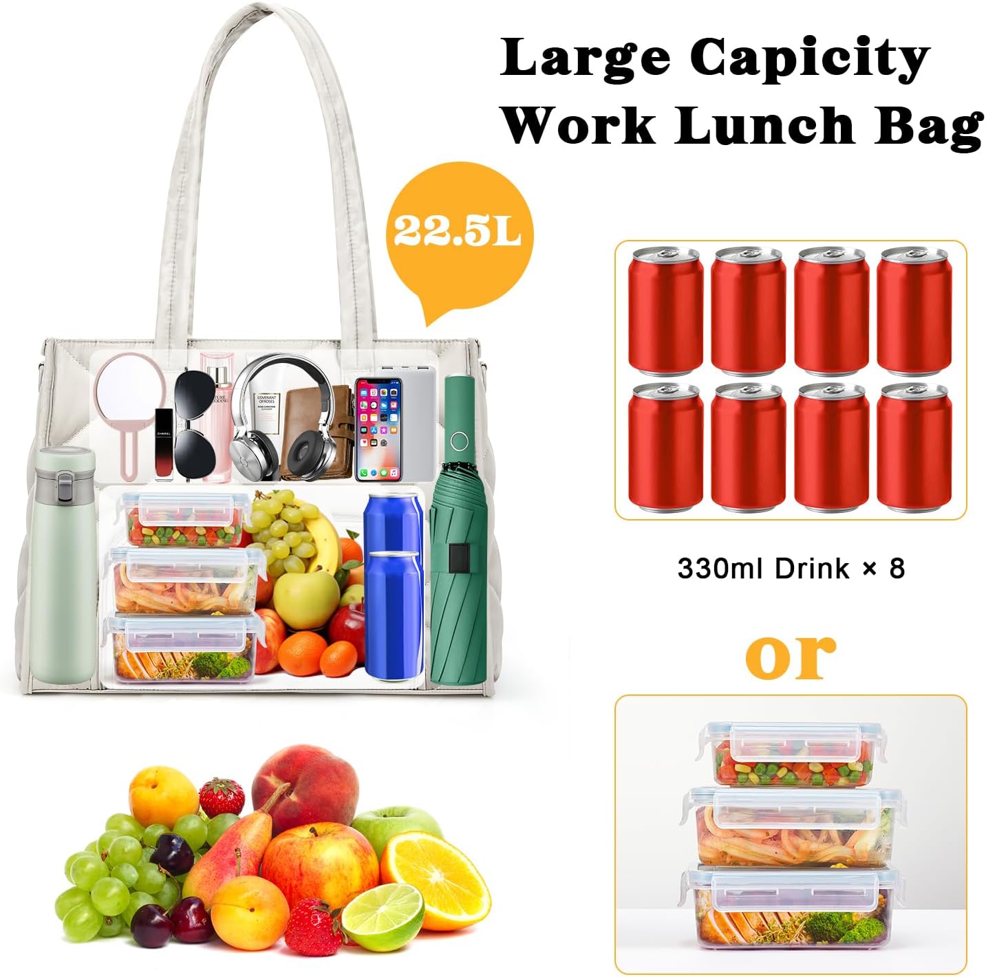 ZOMFELT Quilted Lunch Tote - Insulated Puffer Laptop Bag for Women