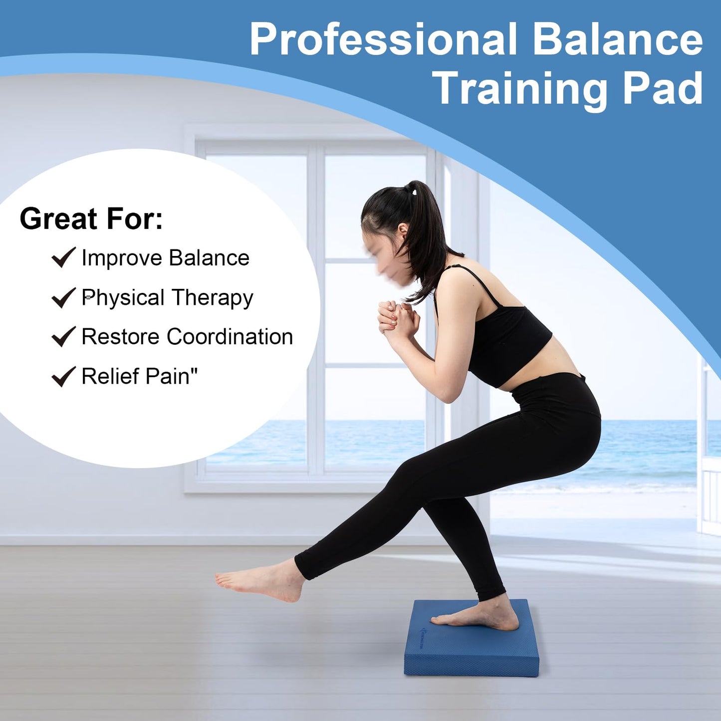 StrongTek Professional Foam Exercise Balance Pad - 15.8" x 13" x 2", High-Density TPE Foam Knee Pad, Non-Slip & Water-Resistant, for Balance Training, Physical Therapy, Yoga, and More (Blue)