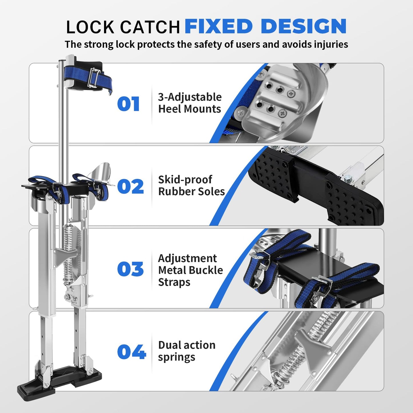 Drywall Stilts, 15''-23' Drywall Stilts for Adults Adjustable Heights Aluminum Work Stilt for Sheetrock Drop Ceiling Painting Painter Pruning Branches or Cleaning