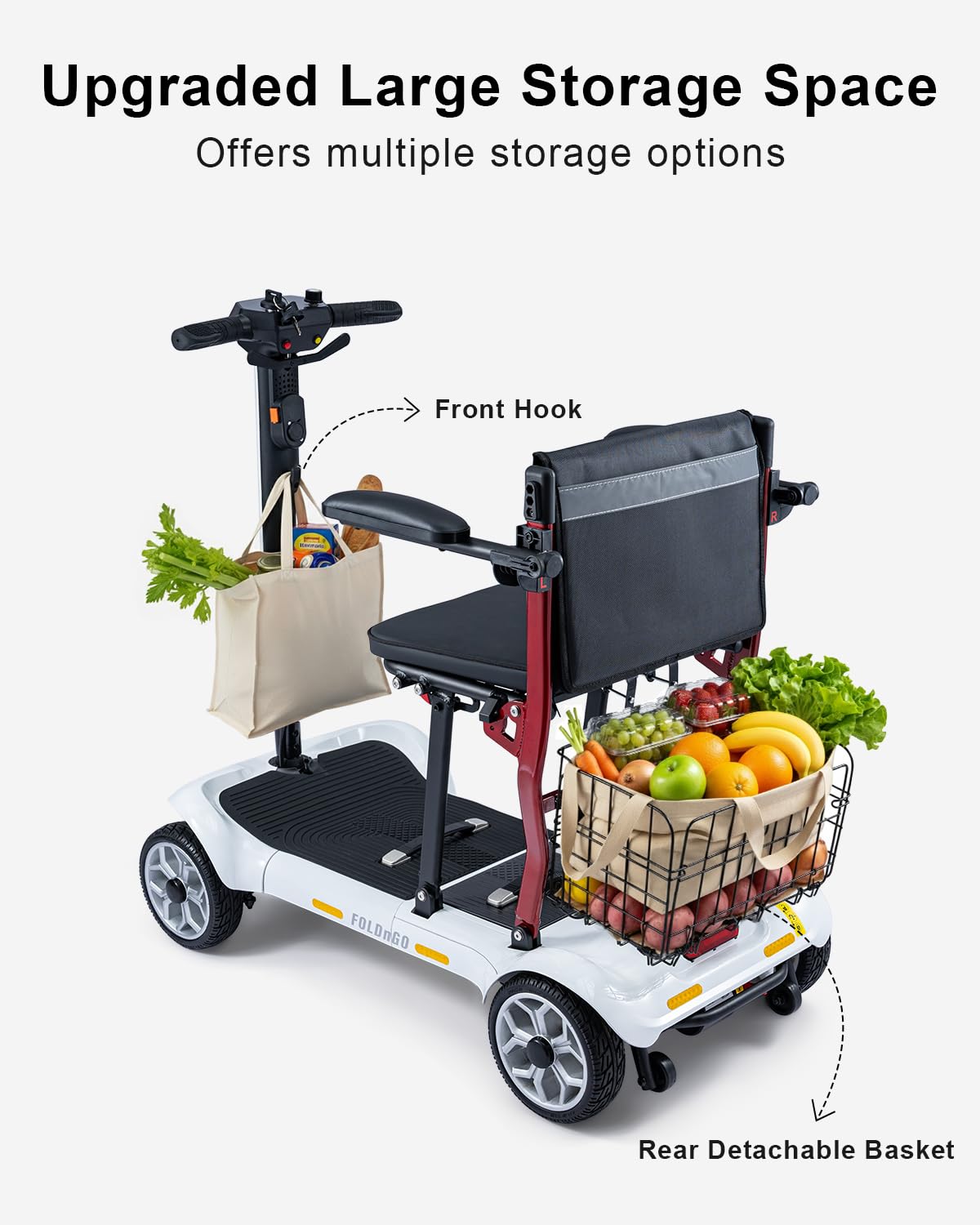 TOPIOM 4 Wheel Mobility Scooter-Electric Powered Wheelchair Device-Foldable Mobile Tool for Travel, Adults,Elderly-22miles Long Range Power Extended Battery with Charger (Single Battery: 13.5 Miles)