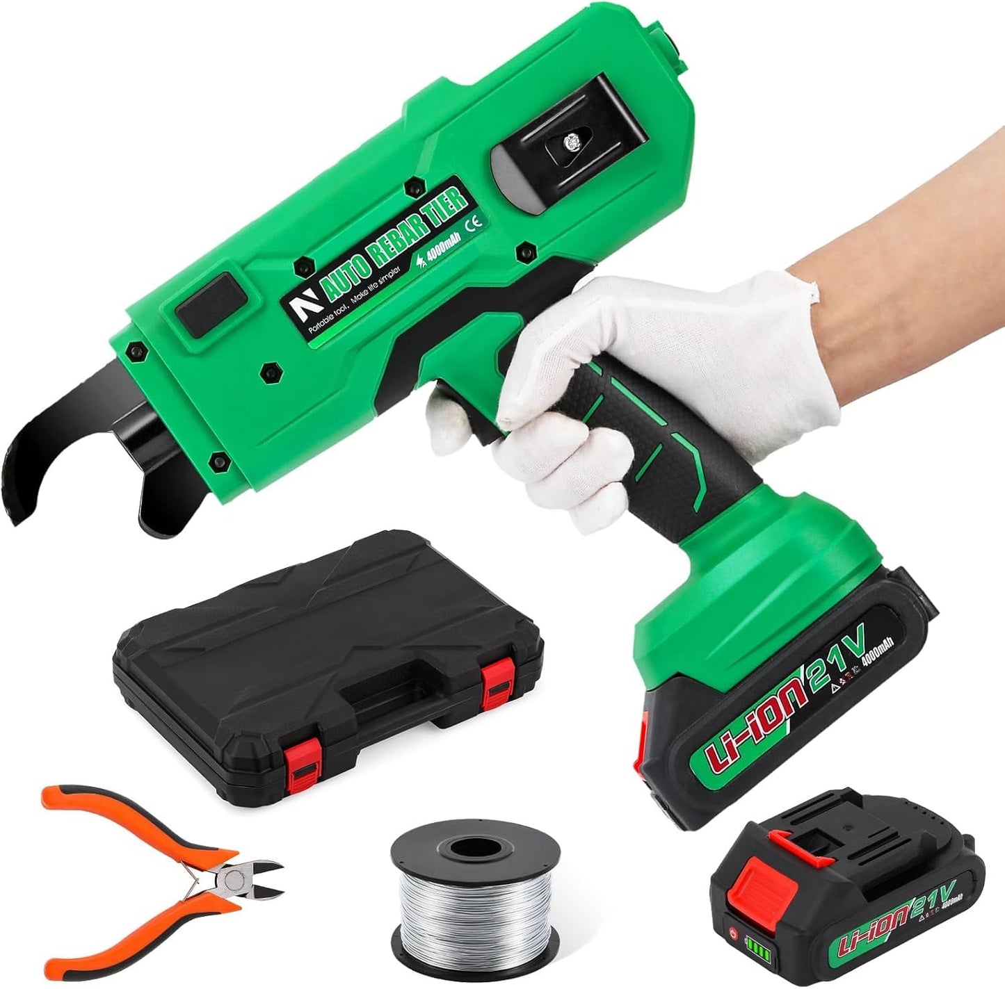 NEWTRY Cordless Rebar Tying Gun+5Pcs Wire Coils