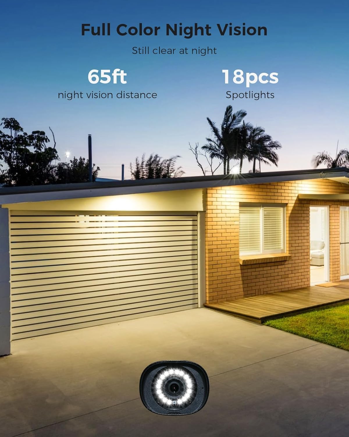 Hiseeu 5MP Outdoor WiFi Security Camera System, 16CH 8 Cam Kit, 2-Way Audio, Color Night Vision, IP66 Waterproof, 3TB Storage, No Monthly Fees