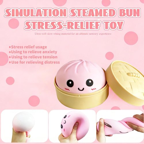 Dumpling Squishy Mystery Box - Super Soft Slow Rising TPR Smiley Face Fidget Toy | Pink, Ideal for Easter Baskets & Parties