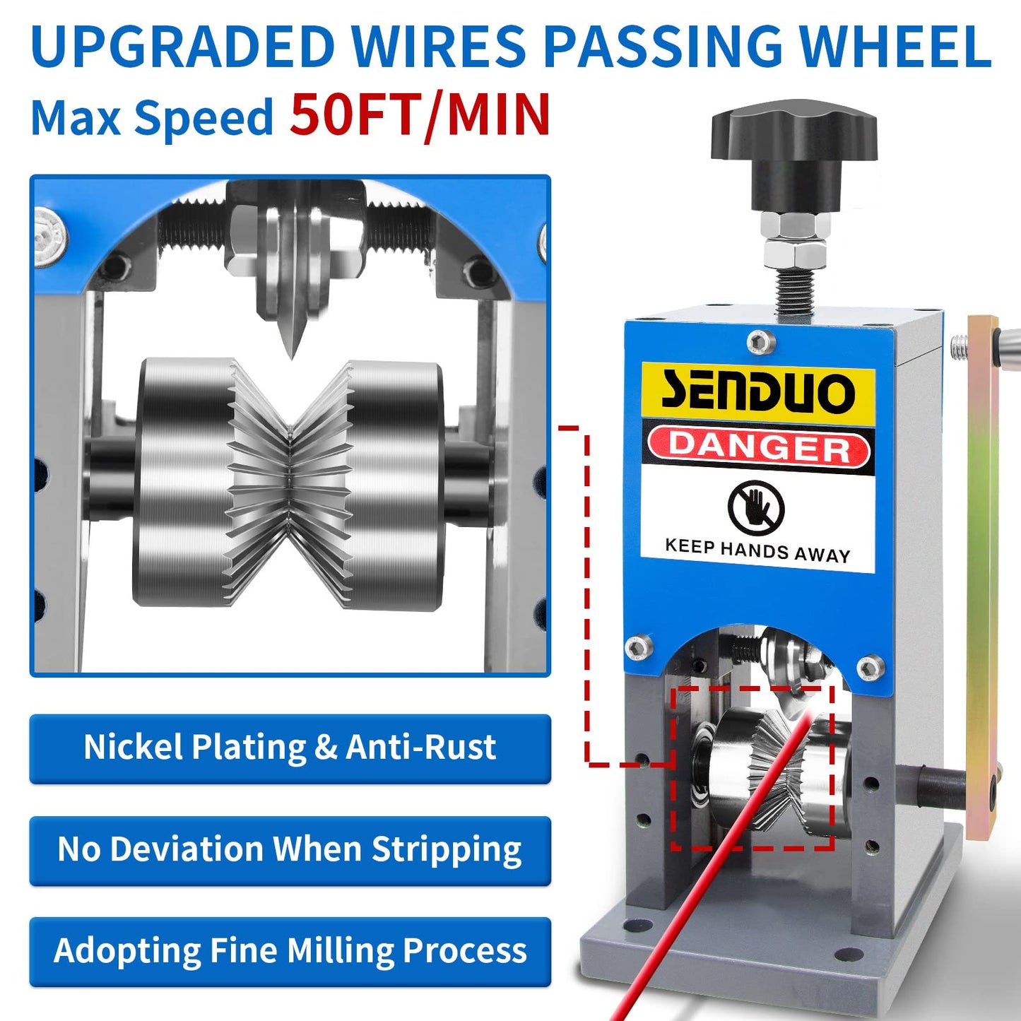 Upgraded Manual Wire Stripper Machine & Upgraded Replacement Blade，Cable Stripper Machine for Drill, Wire Stripper Tool With Hand Crank Portable,Wire Stripping Machine For Scrap Copper Recycling