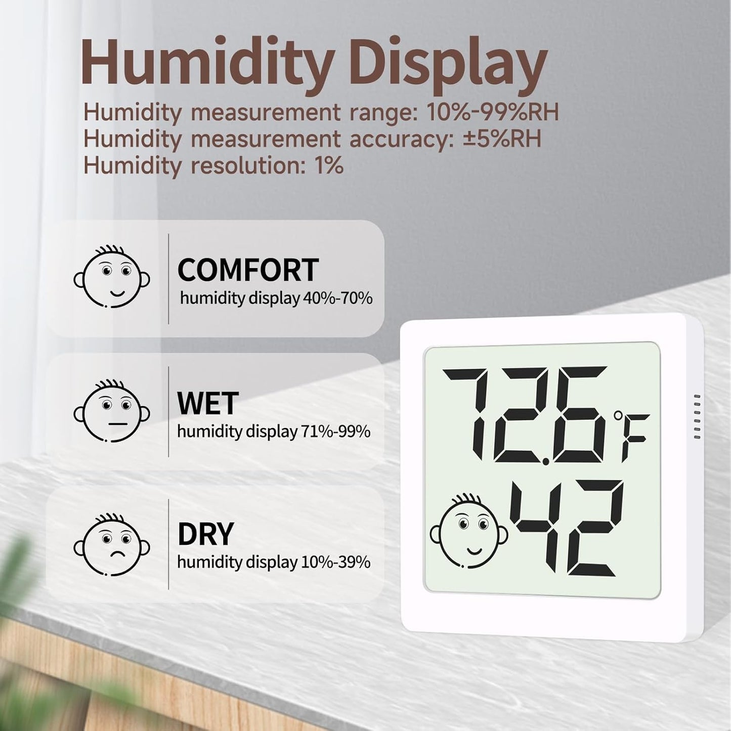 Skiennix Mini Humidity Meter - Digital Thermometer & Hygrometer for Home, Office & Garden | 6 Pack