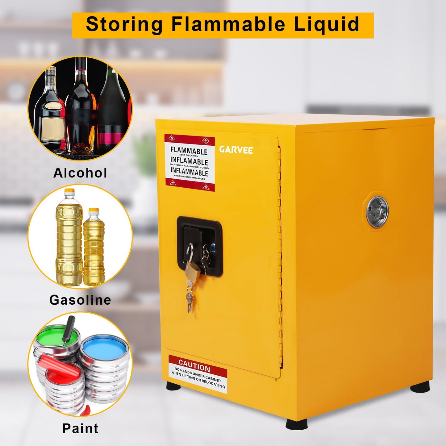 Garvee 17 in x 17 in x 18 in Flammable Cabinet, Hazardous Storage Cabinet Adjustable Shelf Flammable Storage Cabinet