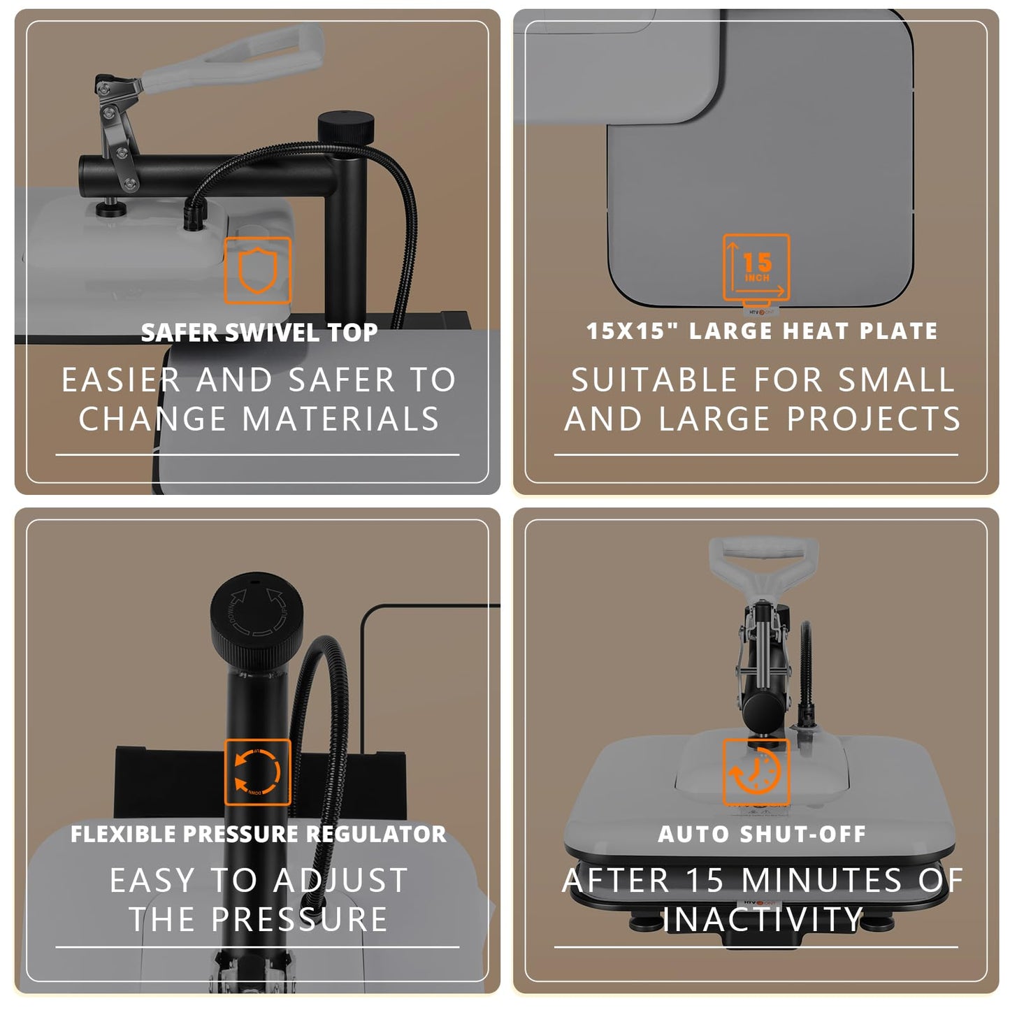 HTVRONT 15x15 Heat Press Machine, 3pcs Teflon Sheets, 2 Rolls HTV Vinyl, Tshirt Ruler Guide