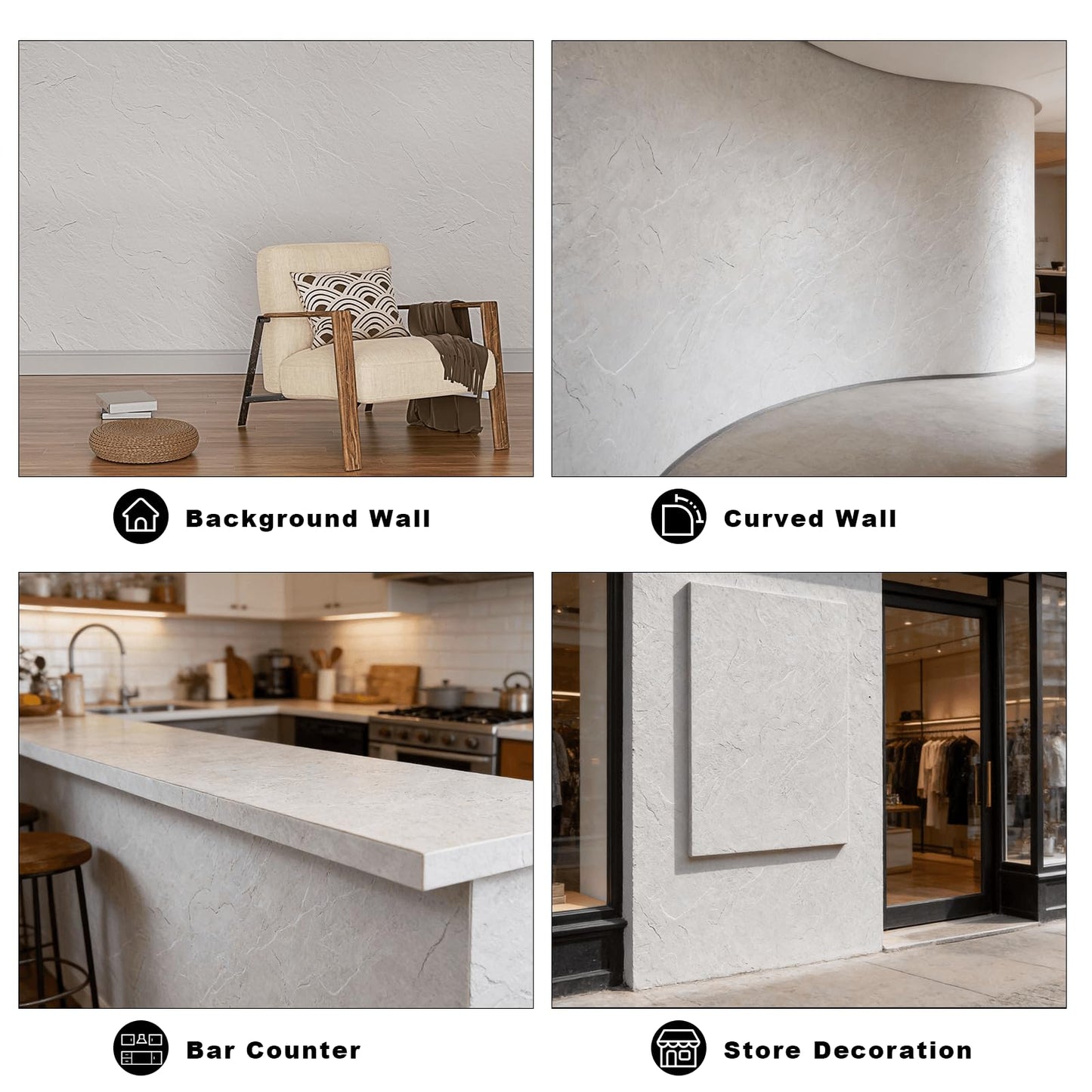 3D Wall Panels - 4PCS 47.2"x23.6" Faux Stone Wall Covering - MCM Modified Clay Material for Home Art, Accent Brick, Modern Exterior/Interior Decoration, Covering 31 sq.ft White Slate