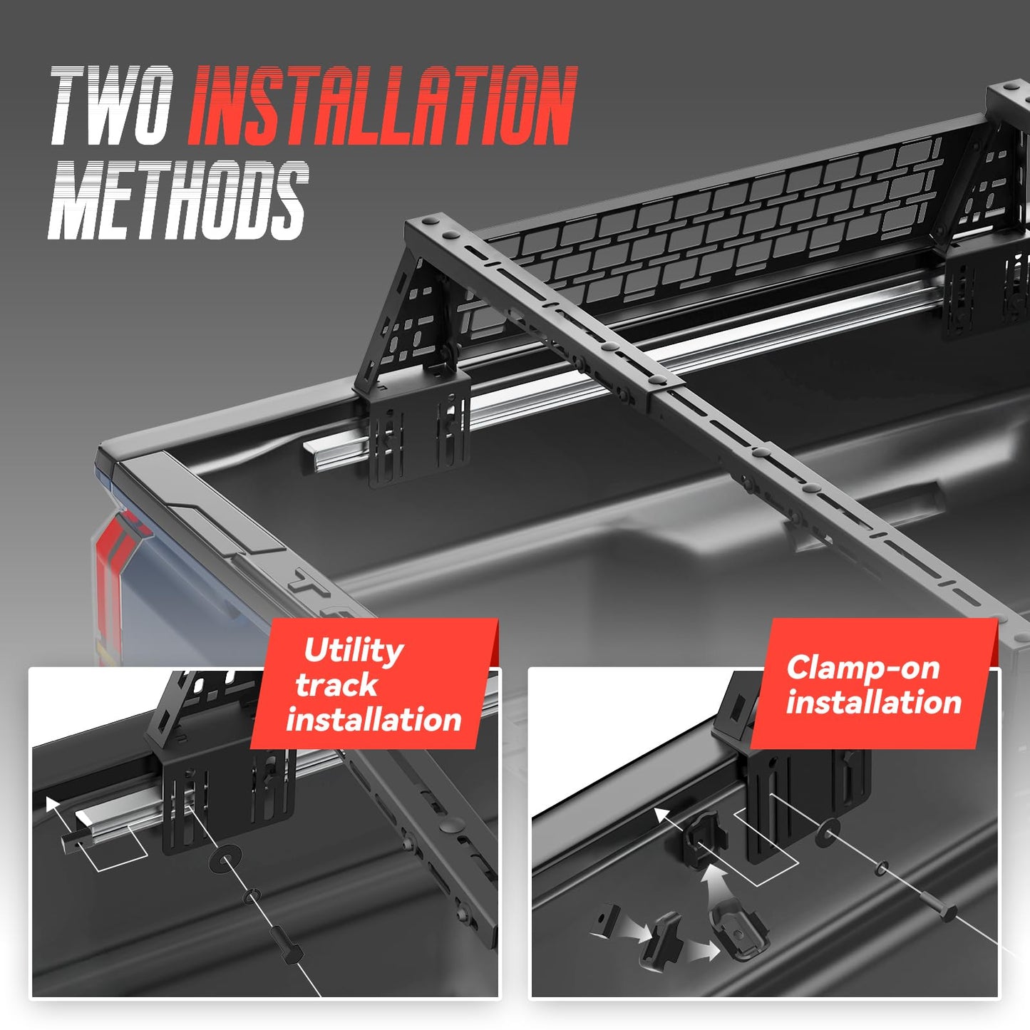 Truck Bed Adjustable Cross Bars for Pickup Trucks, Wide Width Adjustment, No-Drills Needed Installation (Not for Any Bed Cover), 95033C