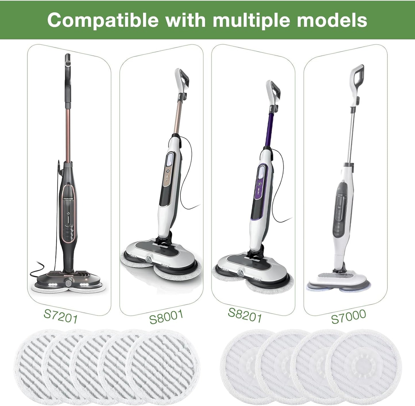 Shark 10 Pack Steam Mop Replacement Pads - Reusable Cleaning Pads for All Floor Types