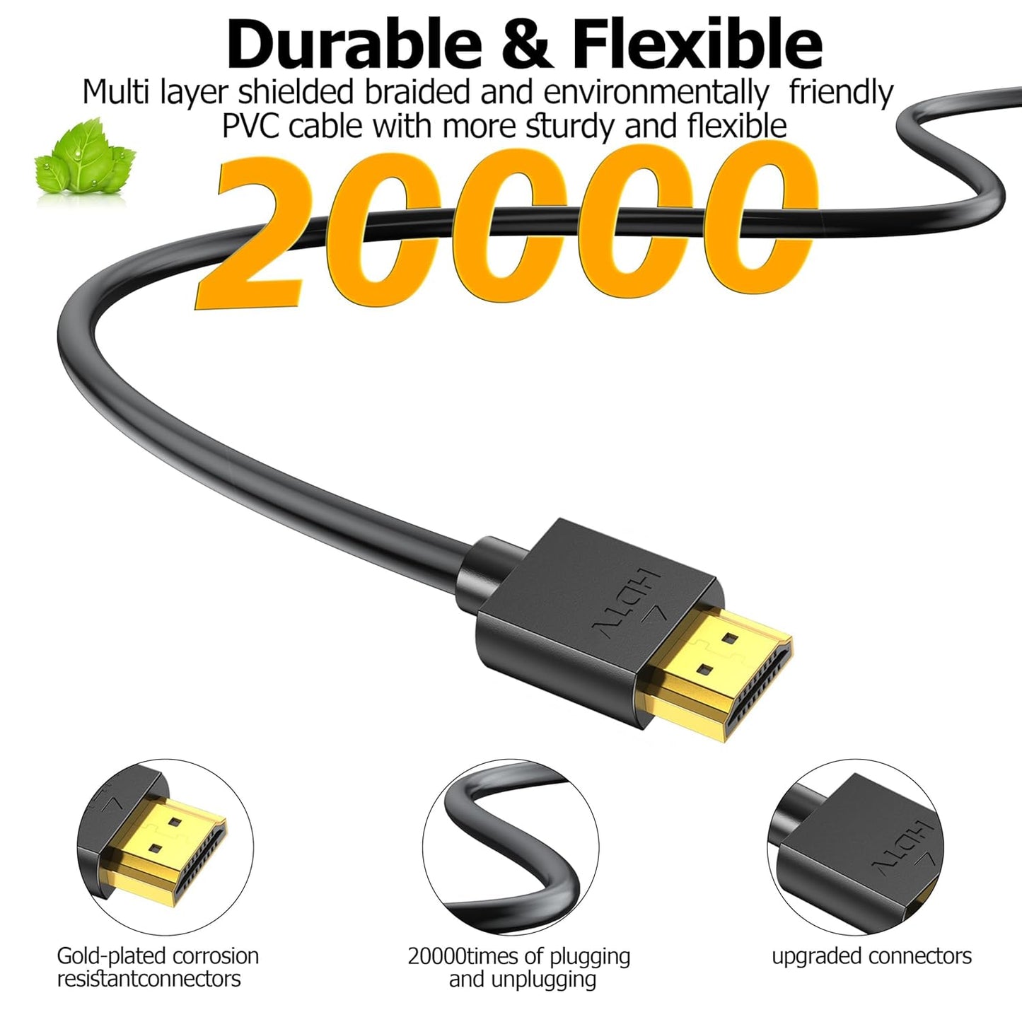 3 10-Pack 4K 3FT 2.0 4K@60Hz/2K@144Hz/ 1080P,HDCP 2.2, PS5, PS4, FT HDMI Cable Black, HDMI Cord High Speed Shielded