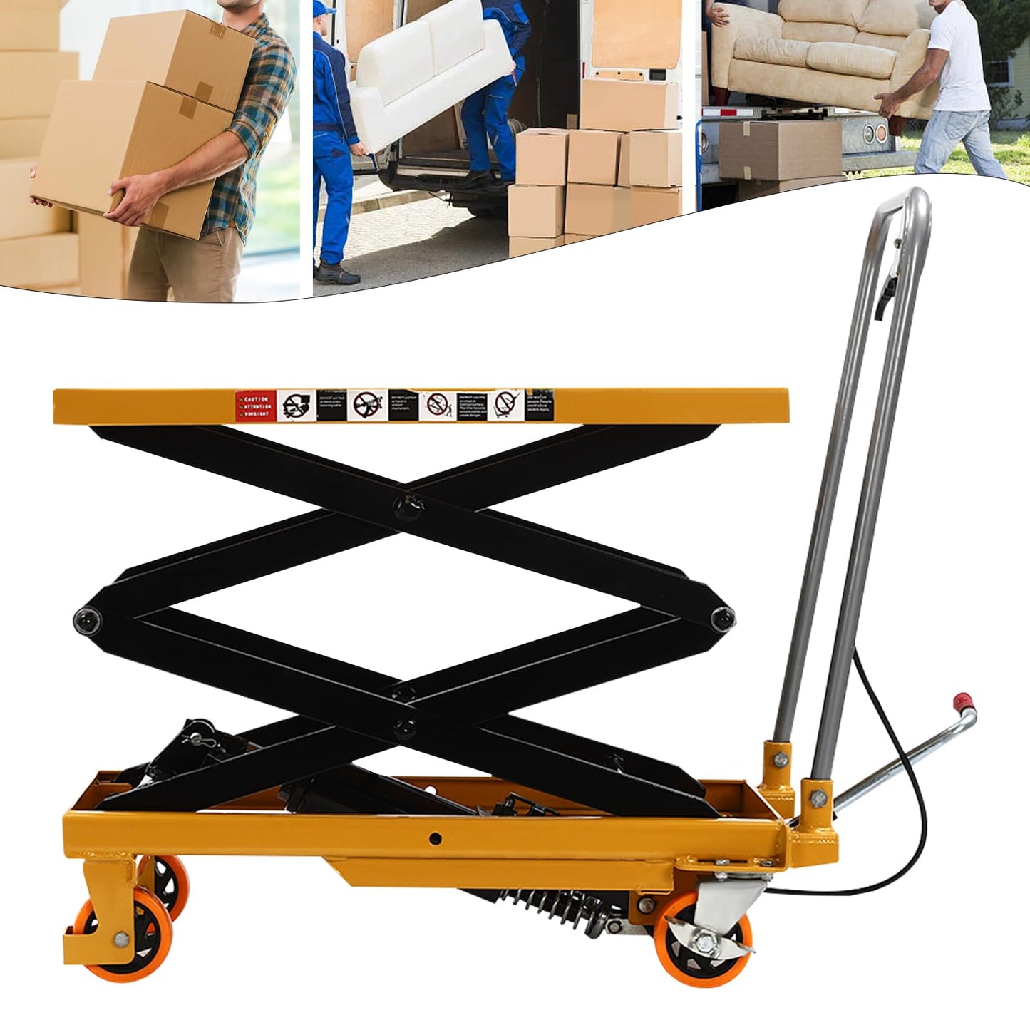 Hydraulic Scissor Lift Table Cart, 330lbs Capacity Double Scissor 49" Lifting Height Hydraulic Lift Table, with Locking Wheels for Material Handling and Transportation