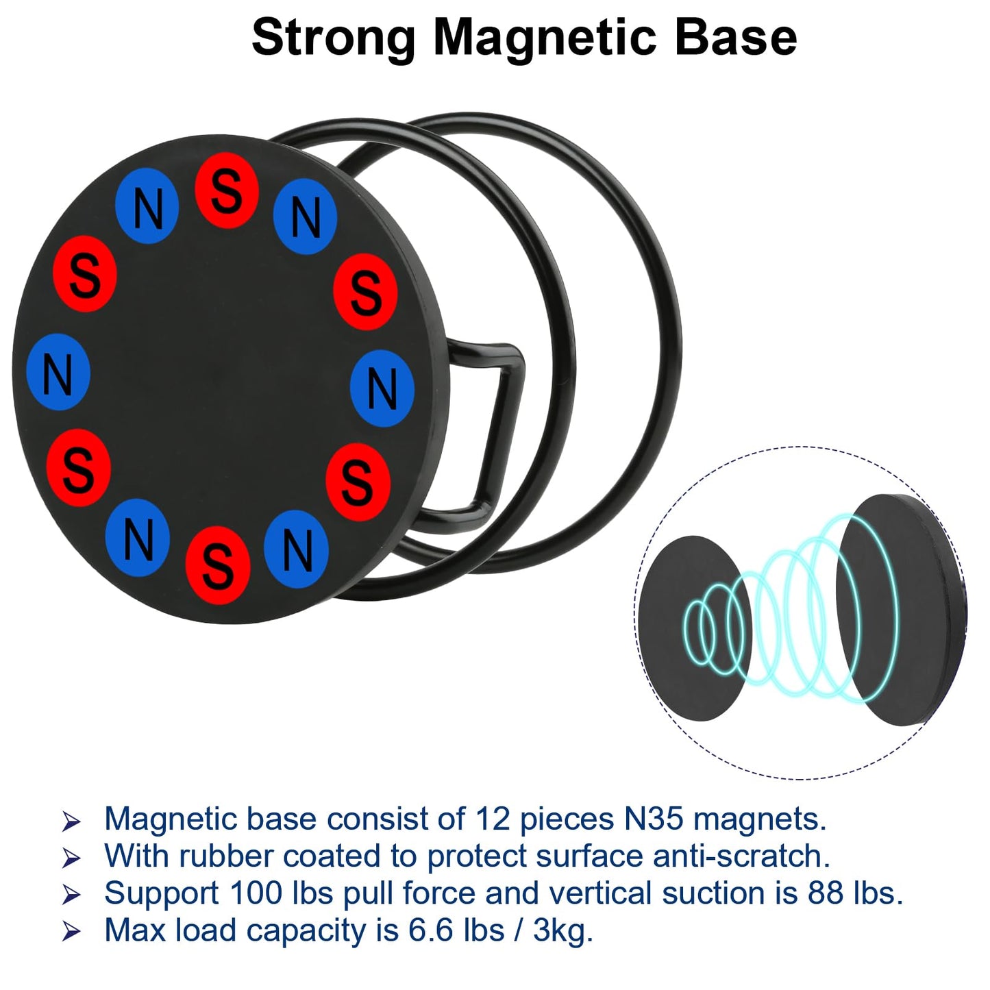 Magnetic Cup Holder,Heavy Duty Metal Drink Holder, 3.46 inch / 8.8 cm Strong Magnetic Base,Bottle Holder for Refrigerator/Treadmill/Truck/Tractor/Forklift/Boat/Bus/Car (Bottom Magnetic)