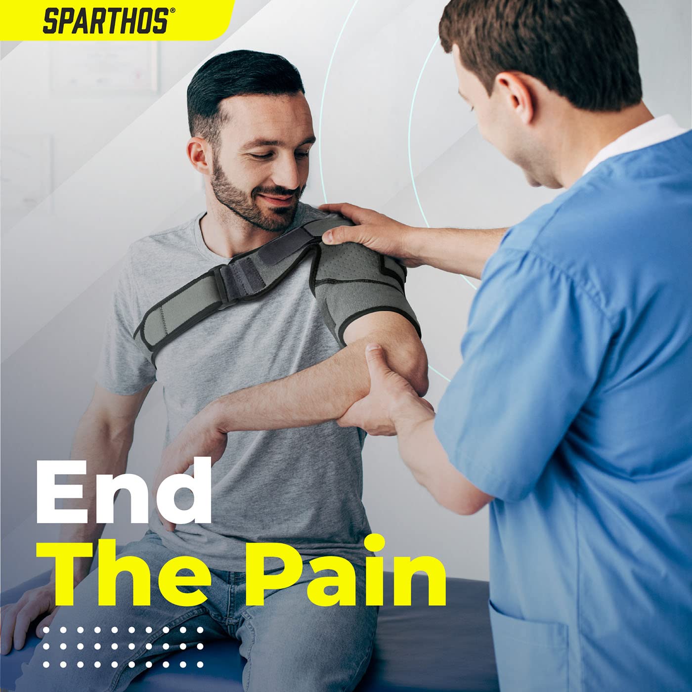 Sparthos Shoulder Brace - Adjustable Support Sleeve for Torn Rotator Cuff, AC Joint Relief, Shoulder Stability & Compression - Fits Bicep 10-14 in, Left or Right, Men & Women - Measure Before Purchase