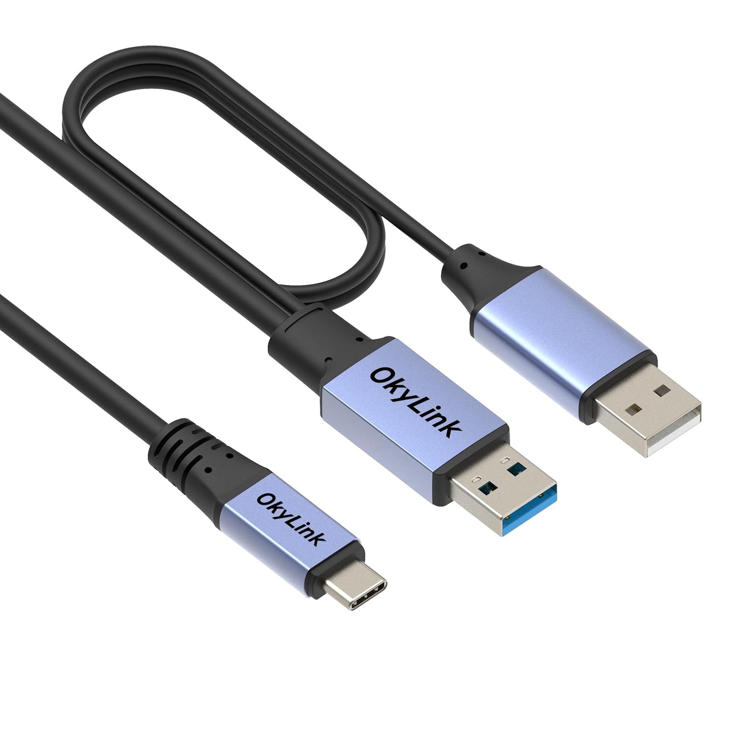 3.0/3.2 Gen1 15ft/5M 5Gbps, OkyLink Active USB A to C Data Cable High-Speed Signal Booster, Optional Power