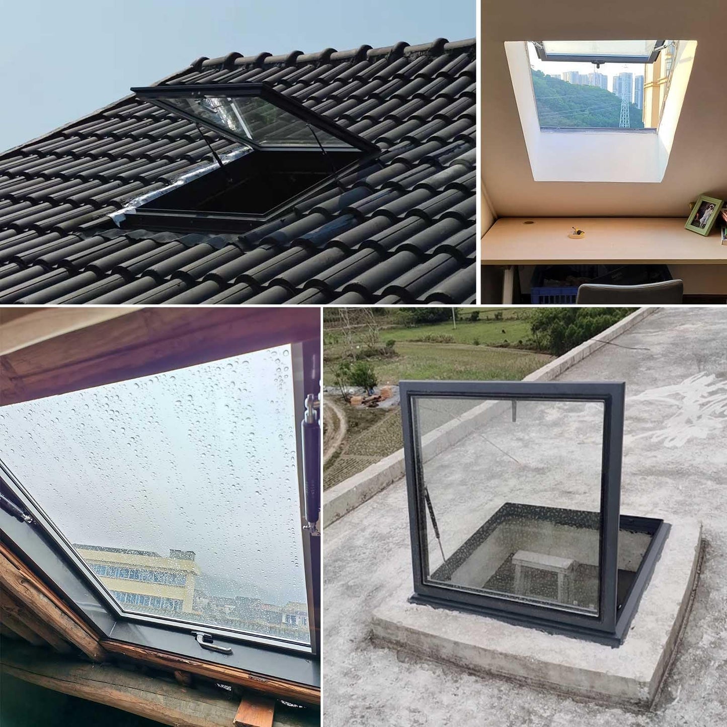 Skylight Windows for House Roof Basement Sloped Flat Roof Lighting Well Window Attic Sun Room Skylight Cover Manual Venting Egress Durable Aluminum + Tempered Glass Rainproof Silent(W20xL22in)