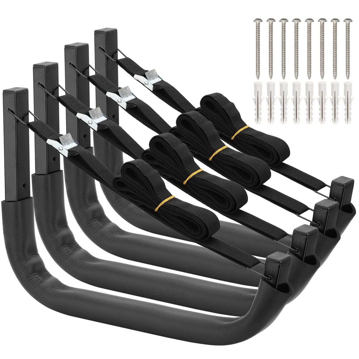 Kayak Storage Hooks, Wall Mount Garage Canoe Storage Hangers for Kayaks or Paddleboards, Heavy Duty Wall Rack (150LBS Capacity)
