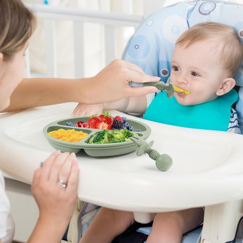 Eascrozn Baby Feeding Set - 6 Pack Silicone Spoons & Forks | BPA-Free Toddler Utensils for Self-Feeding