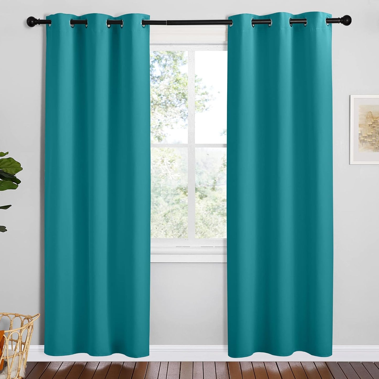 NICETOWN Room Darkening Curtains - Thermal Insulated Grommet Blackout | 78-Inch Length, Peacock Teal, 2 Panels