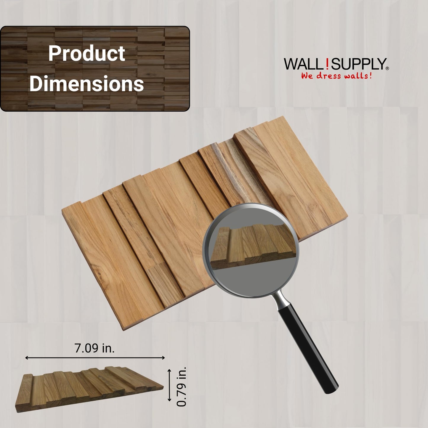 Wall!Supply 3D Wall Panels – Reclaimed Vertical Asian Teak Wood – Home Decor Wallpaper Alternative for Living Room, Bedroom & Office – Easy DIY Installation – 16 Pack, Covers 11.15 Sq Ft