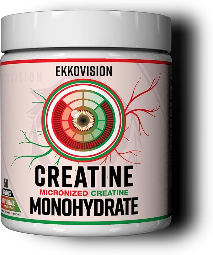 Ekkovision Creatine Monohydrate Powder, Micronized, Cherry Limeade, Pre Workout & Post Workout Supplement for Men & Women, Energy Support, Easy to Mix in Shakes, Smoothies & Beverages, 50 Servings