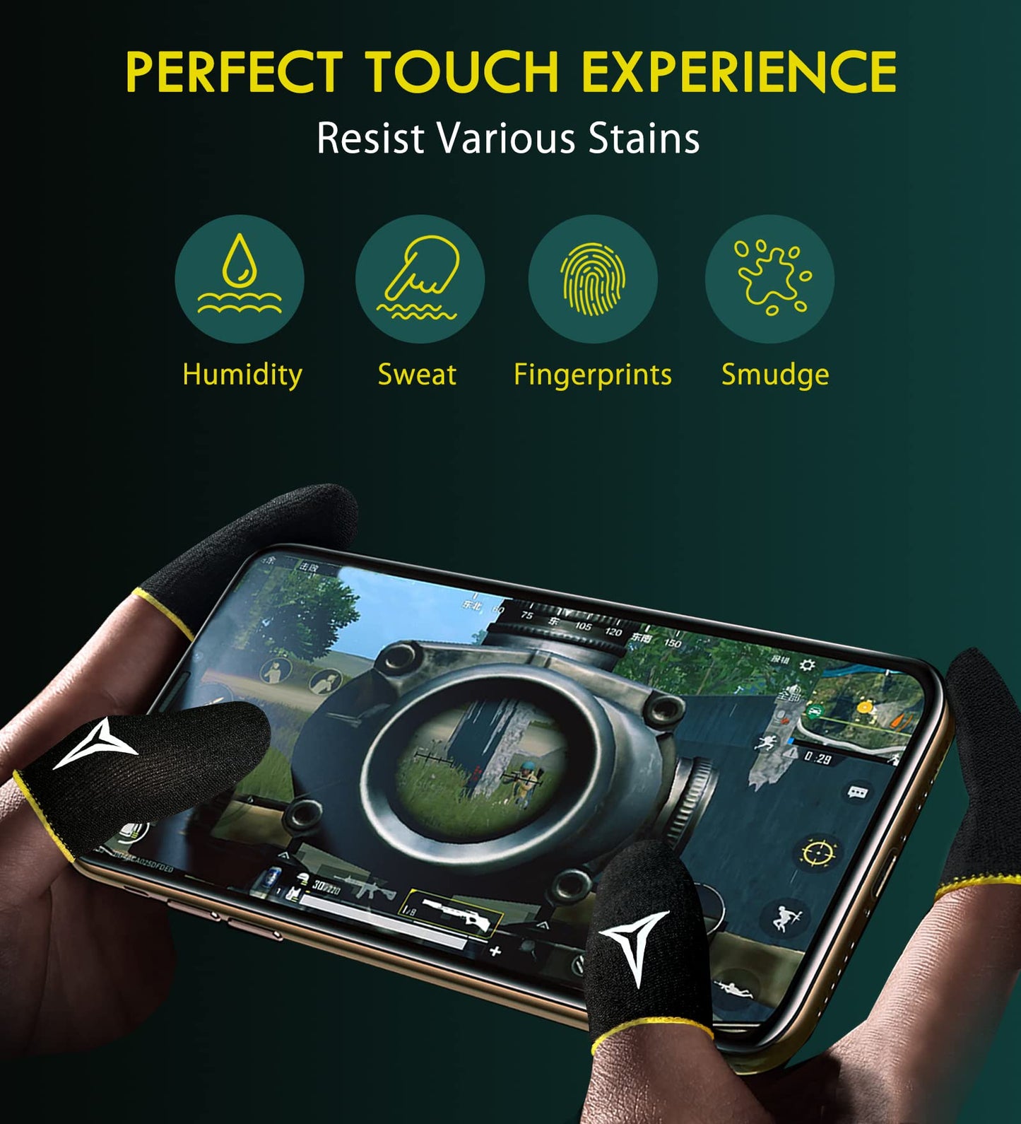 15 Pack 3 Colors E-Sports Light Model Gaming Finger Sleeves, 0.15mm Superconducting Nanofibers, Smooth Feel, Anti-Sweat, Extremely Thin, Fit All Touchscreen Devices