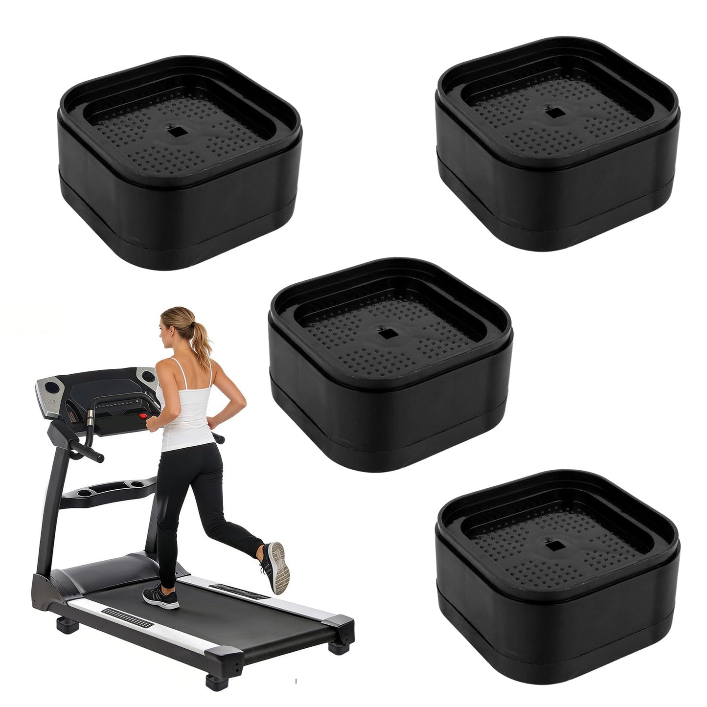 Penitue 4pcs Treadmill Incline Riser Blocks, Walking Stackable Height Adjustable Incline Blocks Pad Attachment Non-Slip Upgrade Ramp for Home Gym Leveling & Uphill Workout Treadmill Accessories