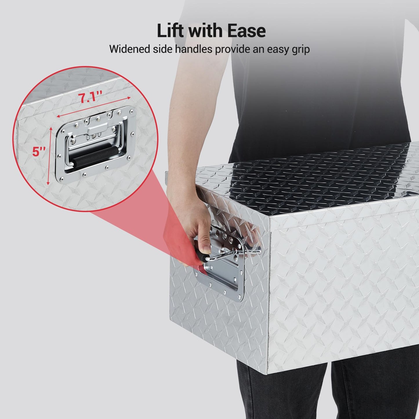 SierraSquad Heavy Duty Aluminum Truck Tool Box for Bed of Truck, Weatherproof Diamond Plate Storage Chest with Sliding Shelf, Secure Lock, Gas Rod, Fits Pickup, RV, Trailer, 10x13x30 Inch