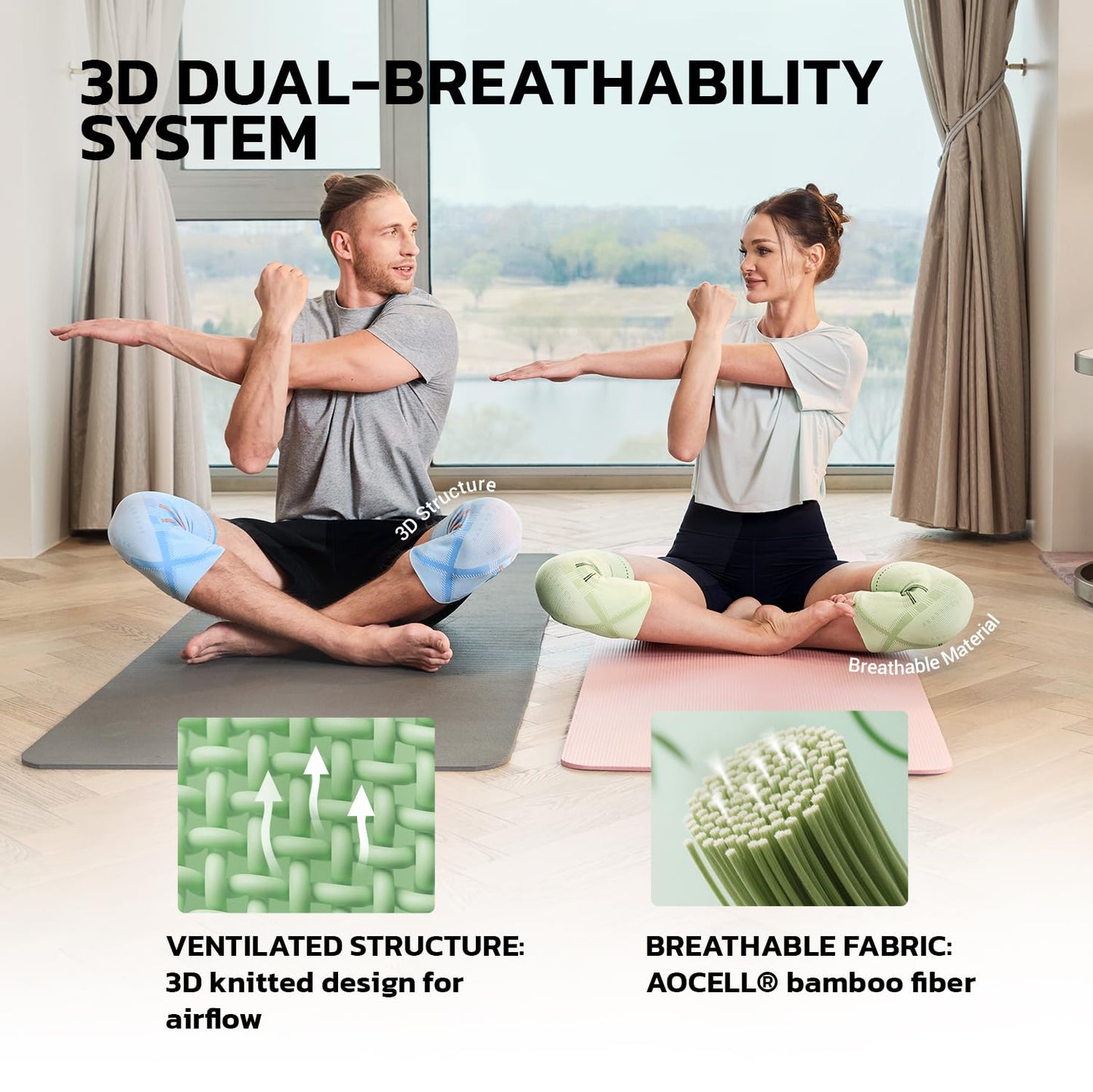 aoFIT Compression Knee Brace for Women & Men, 2 Pack AOCELL Knee Sleeve Support for Joint Comfort & Active Recovery – Breathable for Workout, Running, Gym, Sports, Fitness L