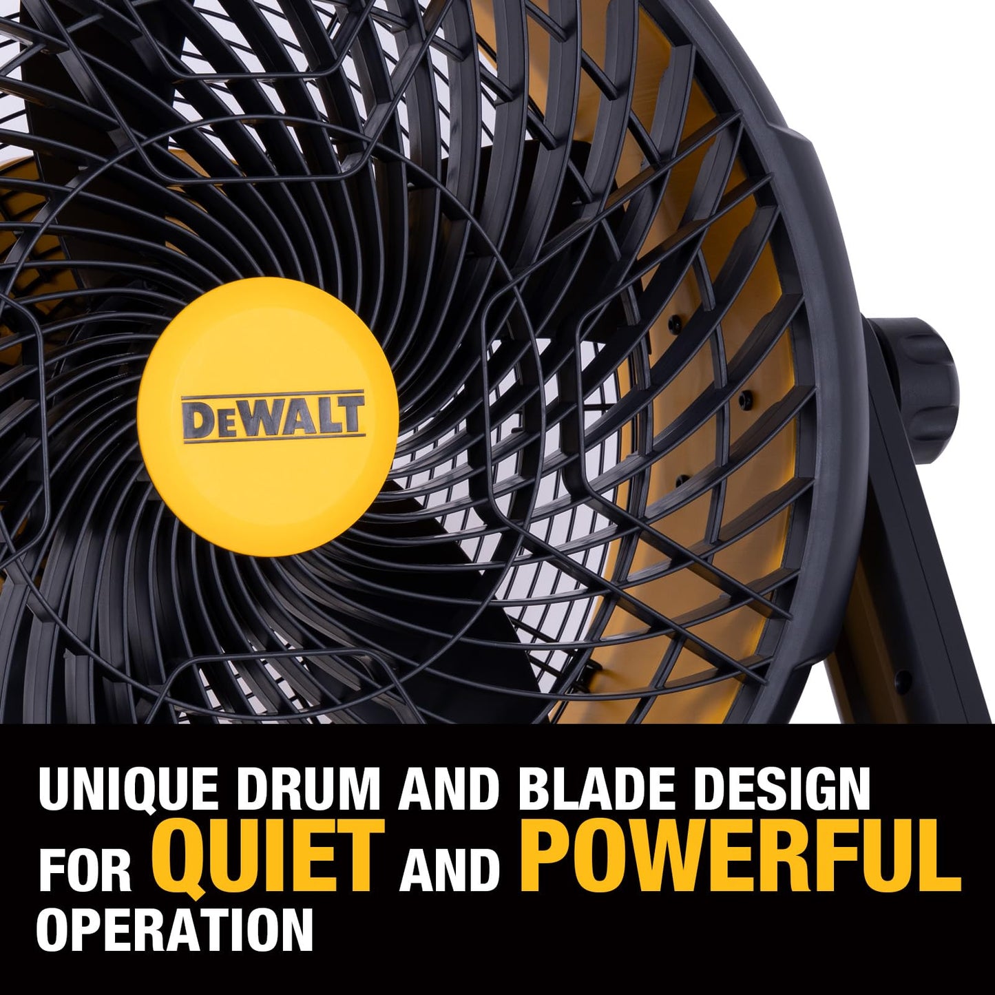 DEWALT Industrial High-Velocity Floor Fan with Battery & Charger, AC/DC Dual Power Supply, 270° Adjustable Tilt Design 3-Speed 4000 CFM 6 ft Cord 18-Inch Barrel Fan, DXF1850A