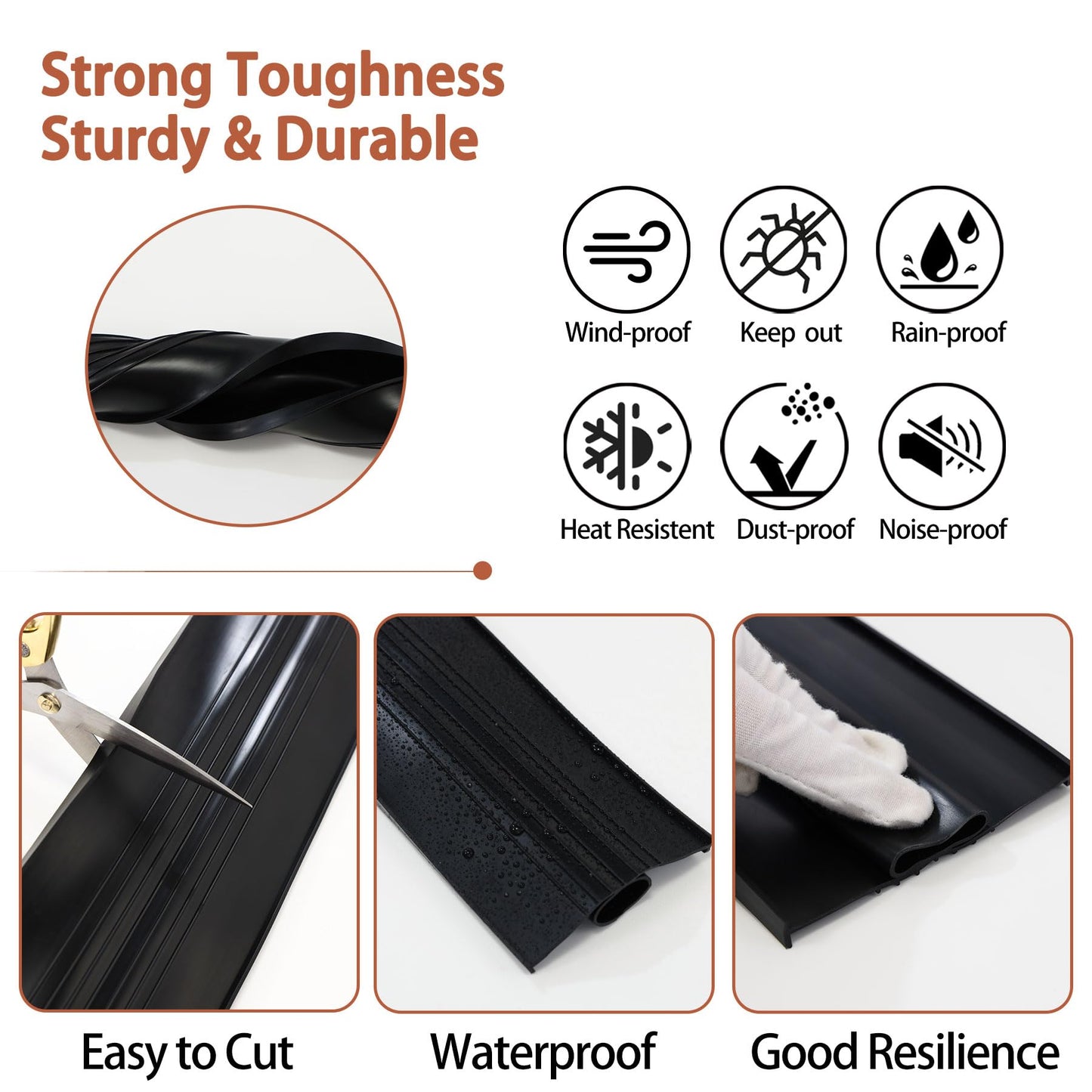 Gaahing Heavy Duty Garage Door Bottom Seal Strip with Pre-drilled Aluminum Track Retainer Base Kit, Universal Weather Stripping Combination, Impact Buffer Sealing Weatherstrip (9.8FT, Black)