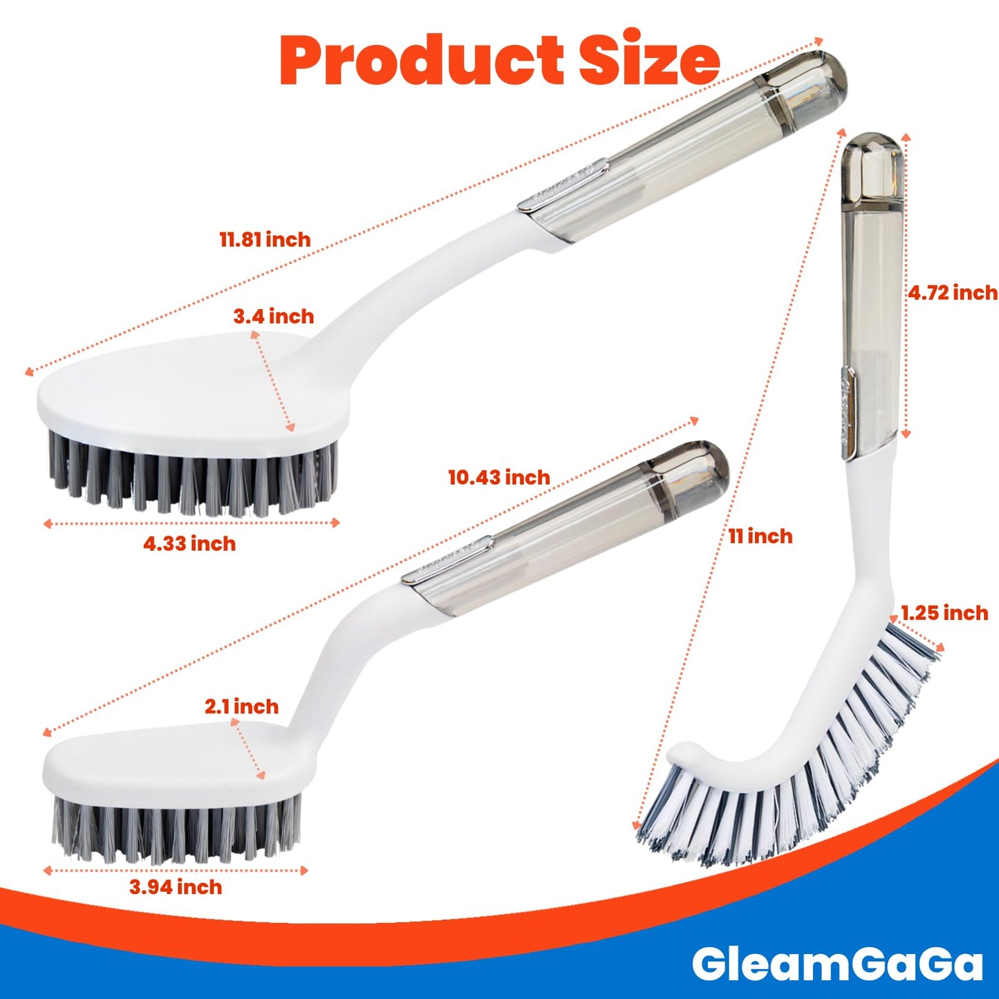 3 Pack Shower Scrub Brush Set – Heavy-Duty Scrub Brushes for Cleaning with Long Handle, Stiff Bristles Grout Brush, Shower Scrubber for Bathroom, Bathtub, Kitchen, Tile, Floor, Grout, Sink & Carpet