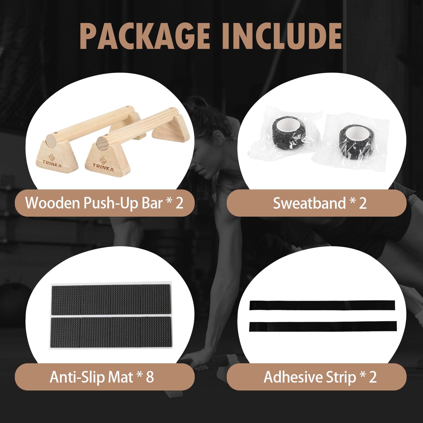 Wooden Parallettes Push Up Bars, 2 PCS Wood Calisthenics Bars with Non-Slip Base, 30CM Pushup Handles for Home Fitness, Workout Equipment for Men and Women Strength Training