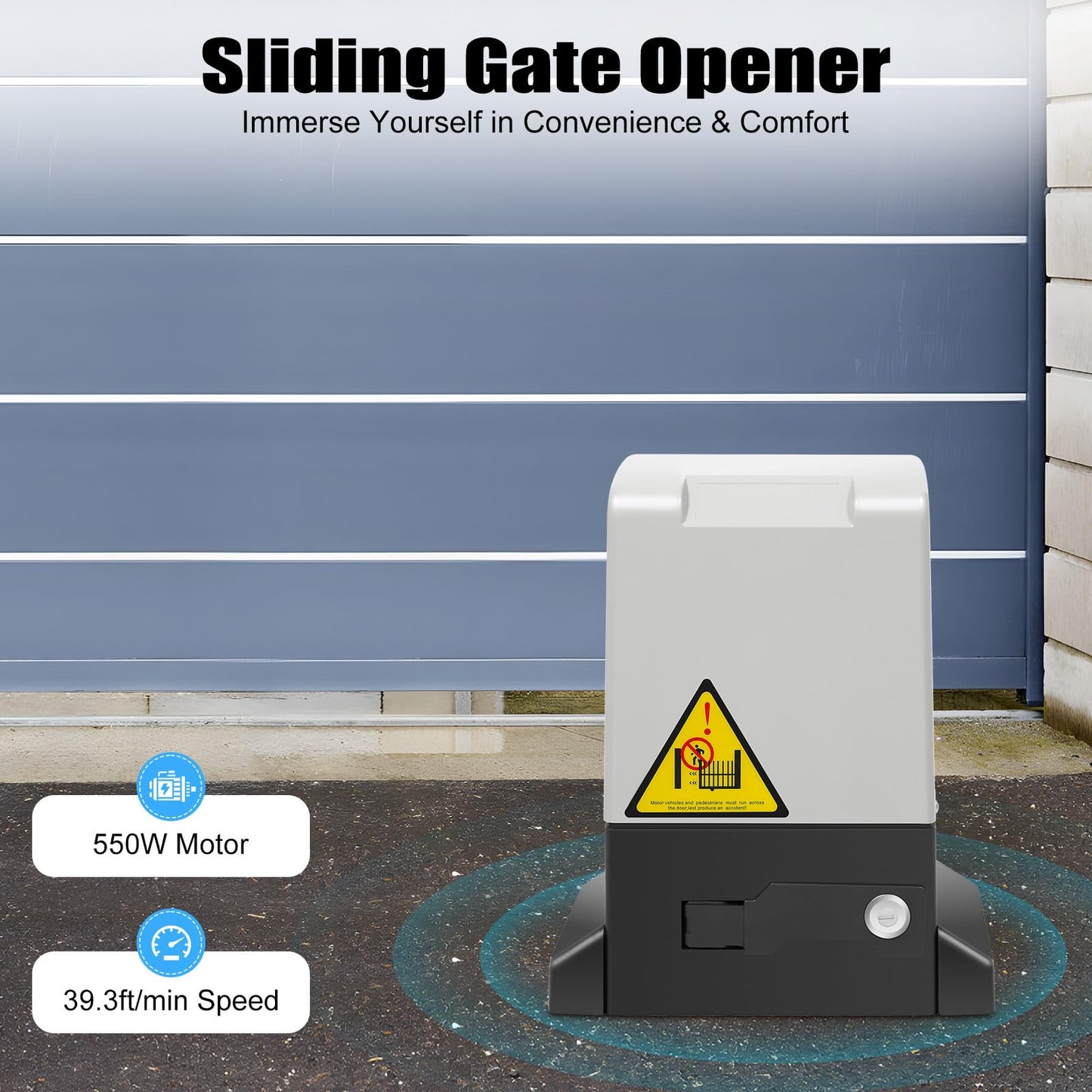 Automatic Sliding Gate Opener, 2645LBS Gate Operator Hardware Kit for Security with 2 Remote Controls & IR Sensor, Electric Rolling Driveway Slide Gate Motor for Gates up to 40ft (550W)