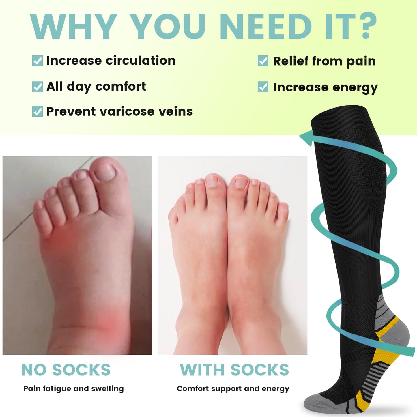 Copper Compression Socks 15-20 mmHg for Men & Women 8 Pairs – Circulation Support for Nurses,Travel,Running,Hiking,Soccer,Gifts,Pregnant,Flying,Workout Compression Socks(L/XL)