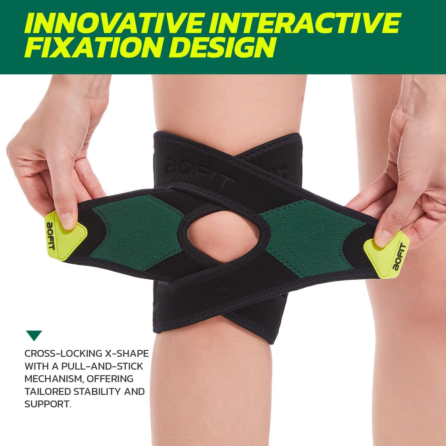 aoFIT Knee Brace for Women Men Knee Pain Meniscus Tear Arthritis Patella Dislocation Best Osteoarthritis Adjustable Compression with Memory Stabilizers Breathable for Injury Recovery M2pcs