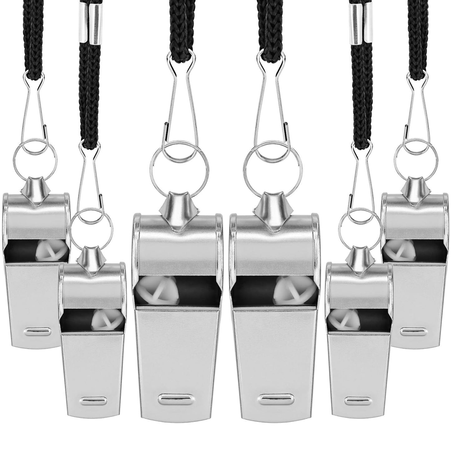 BENACES Metal Whistle, Whistles for Adults with Lanyard, 6 Pack Coaches Sport Whistle, Teacher Whistle, Referee Whistle, Suitable for Coaching/Refereeing/Athletic Training/Pet Training