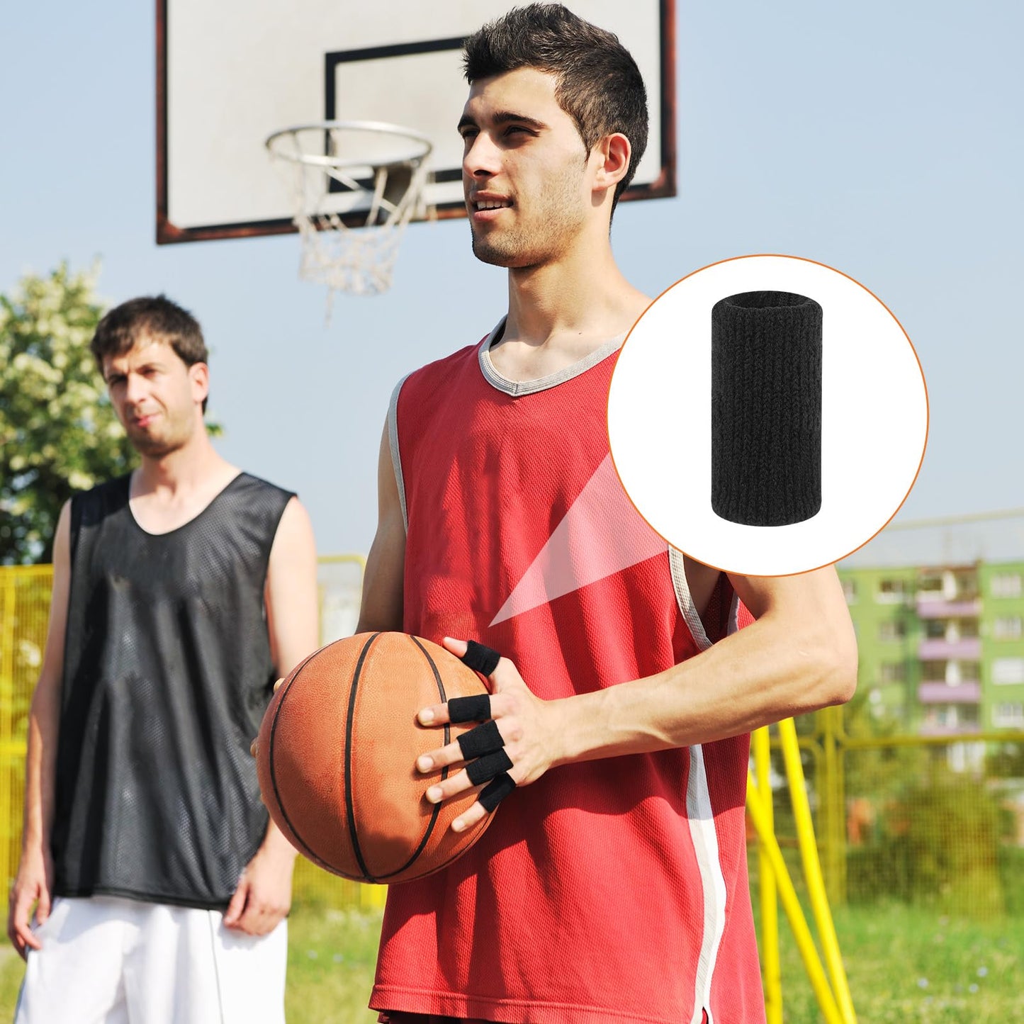 KALIONE Finger Sleeves Protectors, 10Pcs Sport Finger Sleeves, Elastic Fingers Support Sleeve, Compression FingerSleeves, Thumb Brace Support for Basketball, Golf (Black, Blue)