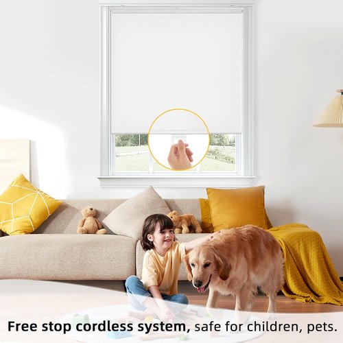 ChrisDowa 100% Blackout Roller Blinds - Cordless, Thermal Insulated, UV Protection | White, 31" W X 72" H