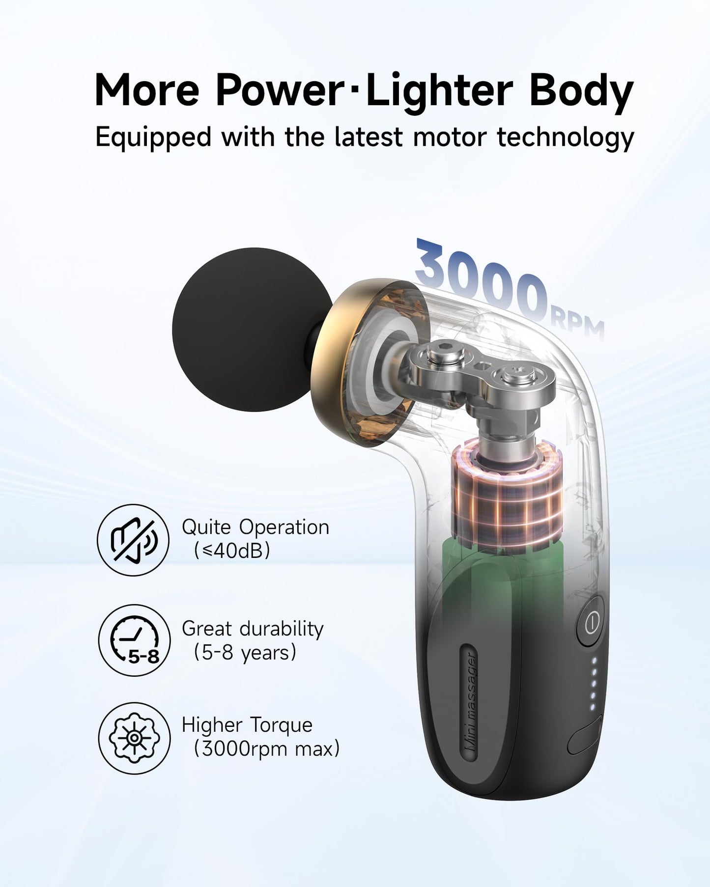 HEYCHY A1 Super Mini Massage Gun, Percussion Deep Tissues Muscle Massager, Travel Massage Gun, Compact Sports Massager, Portable Handheld Massager for Office, Home, Athletes(Black)