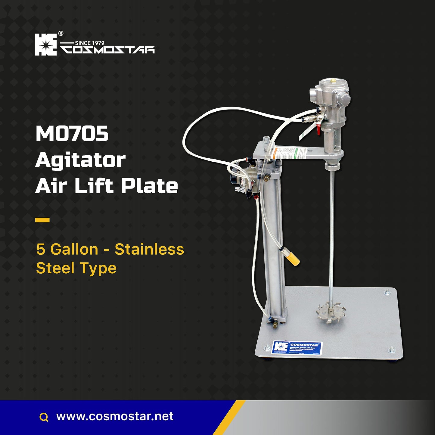 COSMOSTAR 5 Gallon Automatic Air Lifting Plate Mount Pneumatic Pail Agitator Paint Mixer | Drum Mixer | Pneumatic Bracket Mixer, Paint Stirring Machine, Paint Agitator