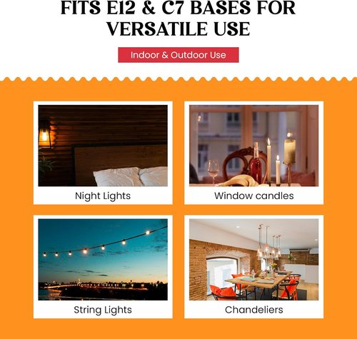 Creative Hobbies® Replacement Light Bulbs - 7W E12 Clear Incandescent for Electric Candle Lamps | 12 Pack