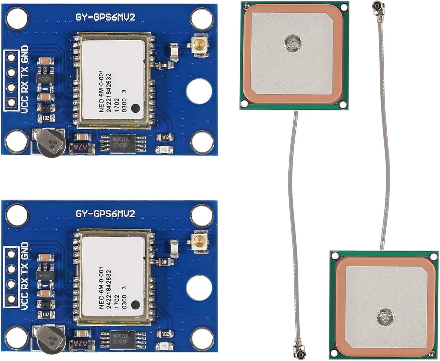AITRIP 2PCS GY-NEO6MV2 NEO-6M 3V-5V 2.5 GPS Flight Controller Module with Super Strong Ceramic Antenna EEPROM APM