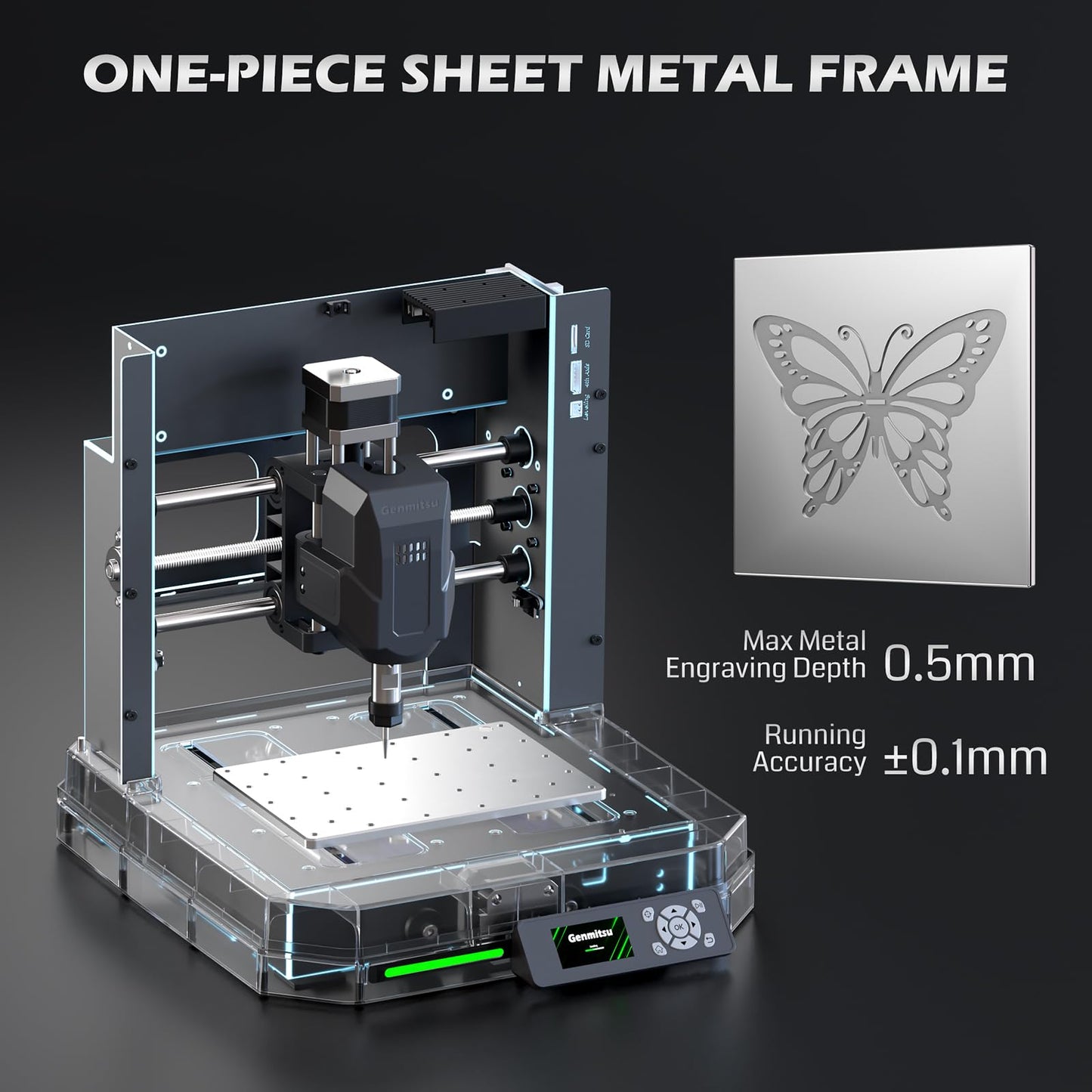 Genmitsu Cubiko CNC Router Machine with Enclosure, PCB Milling Machine, Smart Desktop CNC with Auto Z-Probing, WiFi & APP Supported, Great for Polishing, Drawing, Woodworking