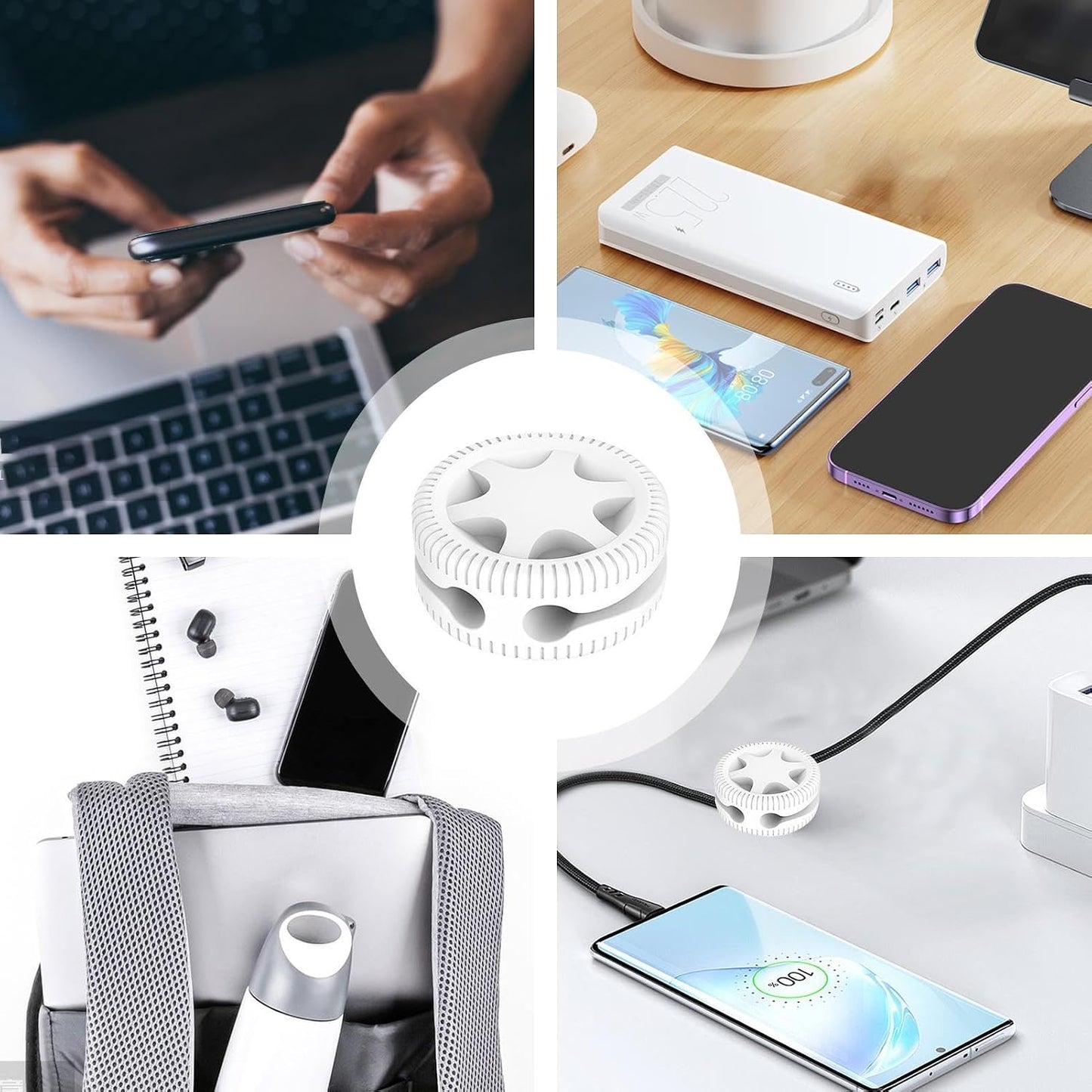 Generic Cable Holder Clips Double Slot Car Tire Shape, Portable, Desk Computer Phone, Tablet Nightstand Study Room Dorm